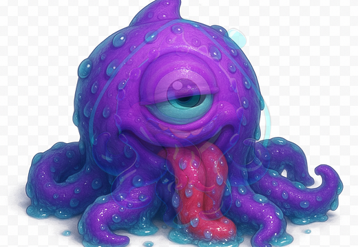 moeppi Lila Oktopus mit tropfendem Zunge