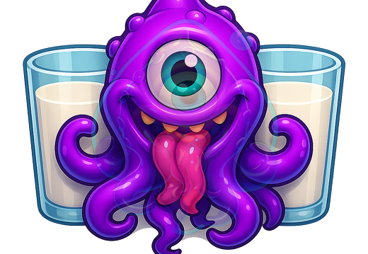 moeppi Lustiger Oktopus mit Milchglaesern