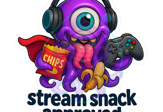 moeppi Streaming-Snack-Oktopus mit Gamer-Accessoires
