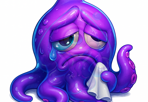moeppi Trauriger Lila-Oktopus mit Taschentuch