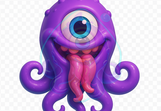 moeppi Lila Einaeugiger Oktopus mit Zunge