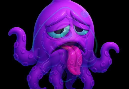 moeppi Trauriger Kraken mit glaenzenden Tentakeln