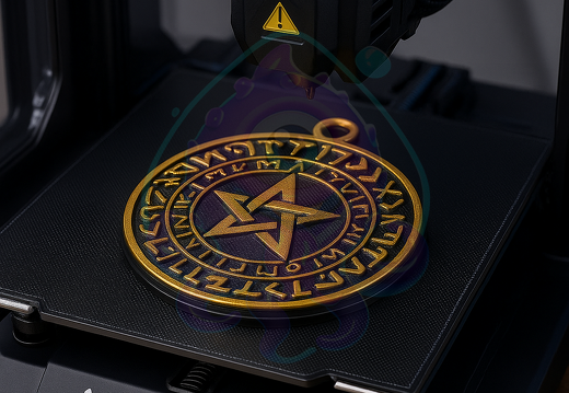 3D-Druck eines goldenen Amuletts