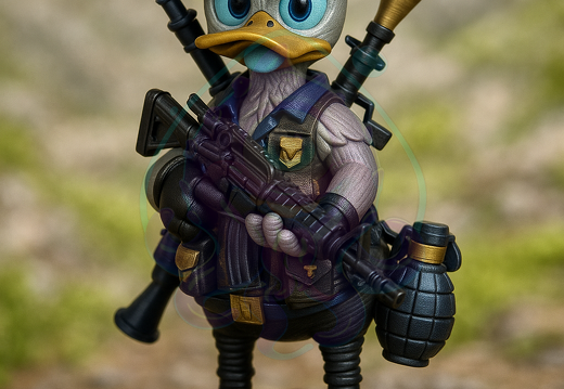 Anthropomorphe Ente Soldat Figurin  