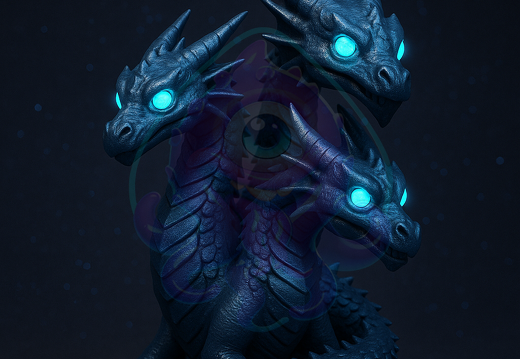 Dunkle Hydra mit leuchtenden Augen