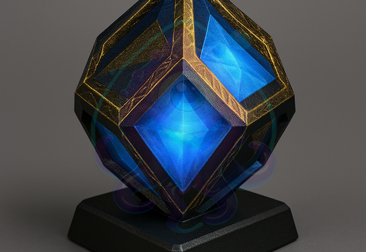 Blauer Kristall mit goldener Kante